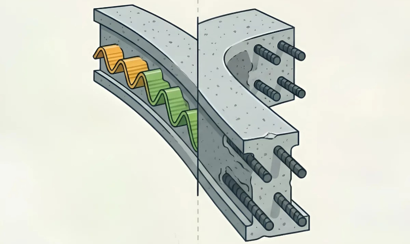 Волнистый пластик способен успешно заменить стальную арматуру в железобетоне 